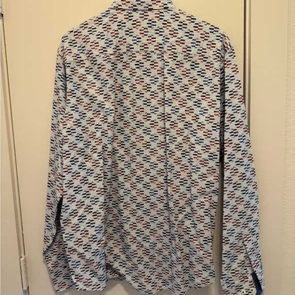 Bugatchi Men Medium Classic Fit Circular Design LS Dress Shirt - Picture 3 of 10